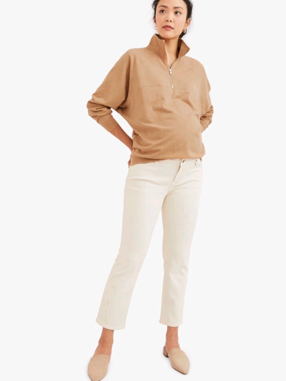 Hatch Straight Leg Maternity Jeans Women 30 Ivory Stretch Under The Bump Comfy